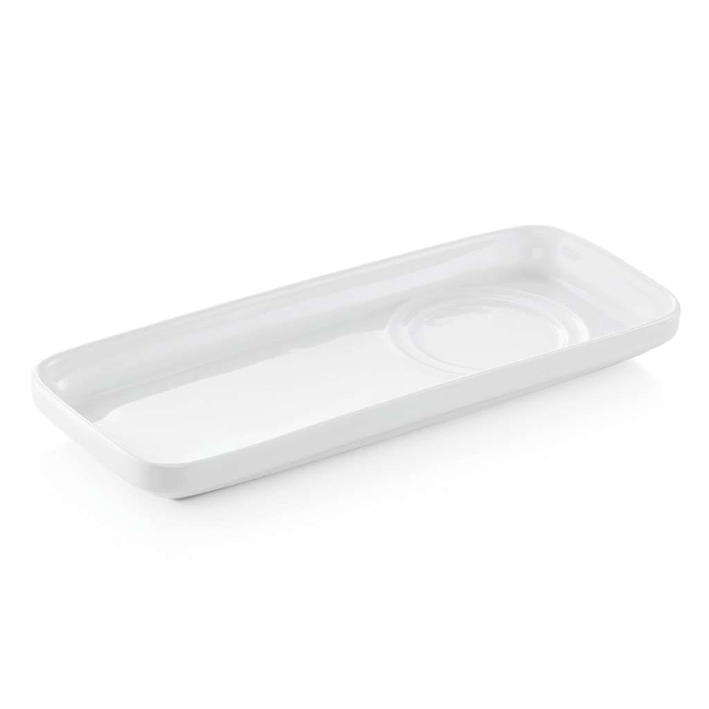 6 stk – Fad til snack og kop/krus – porcelæn – Hvid – B23,5 x D9 x H2,5 cm