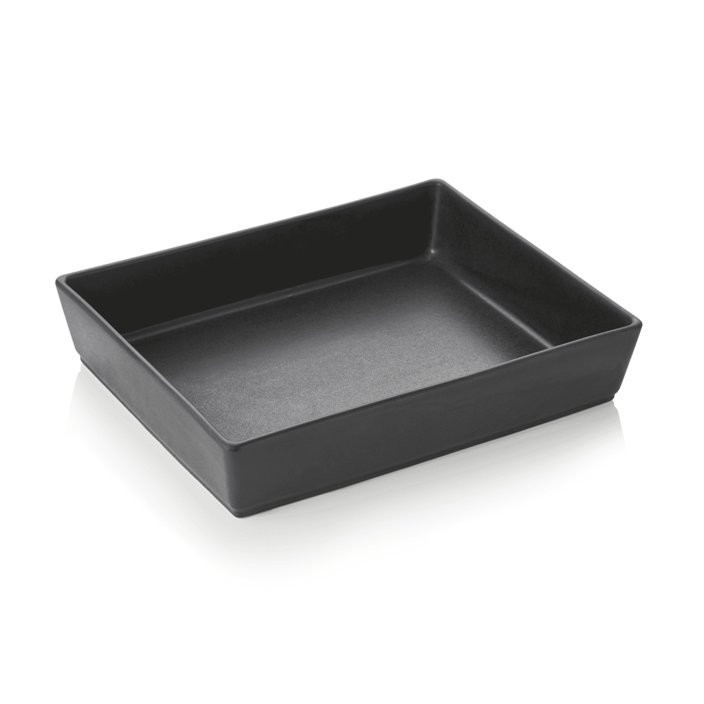 Buffetbakke – 32 x 26,5 x 7 cm – sort – porcelæn