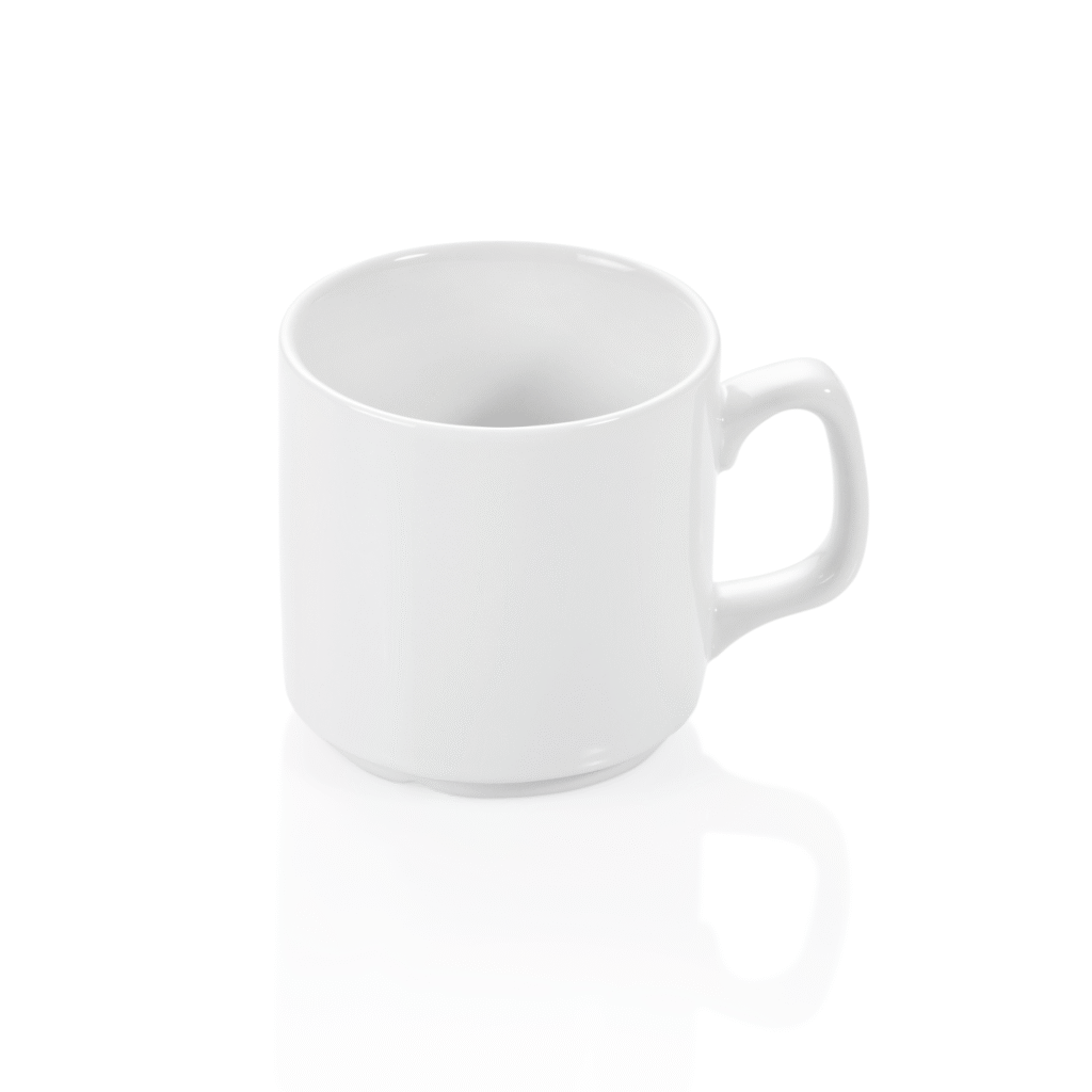 6 stk – Krus – porcelæn – Hvid – Ø7,6 cm – Højde 7,7 cm – 260 ml