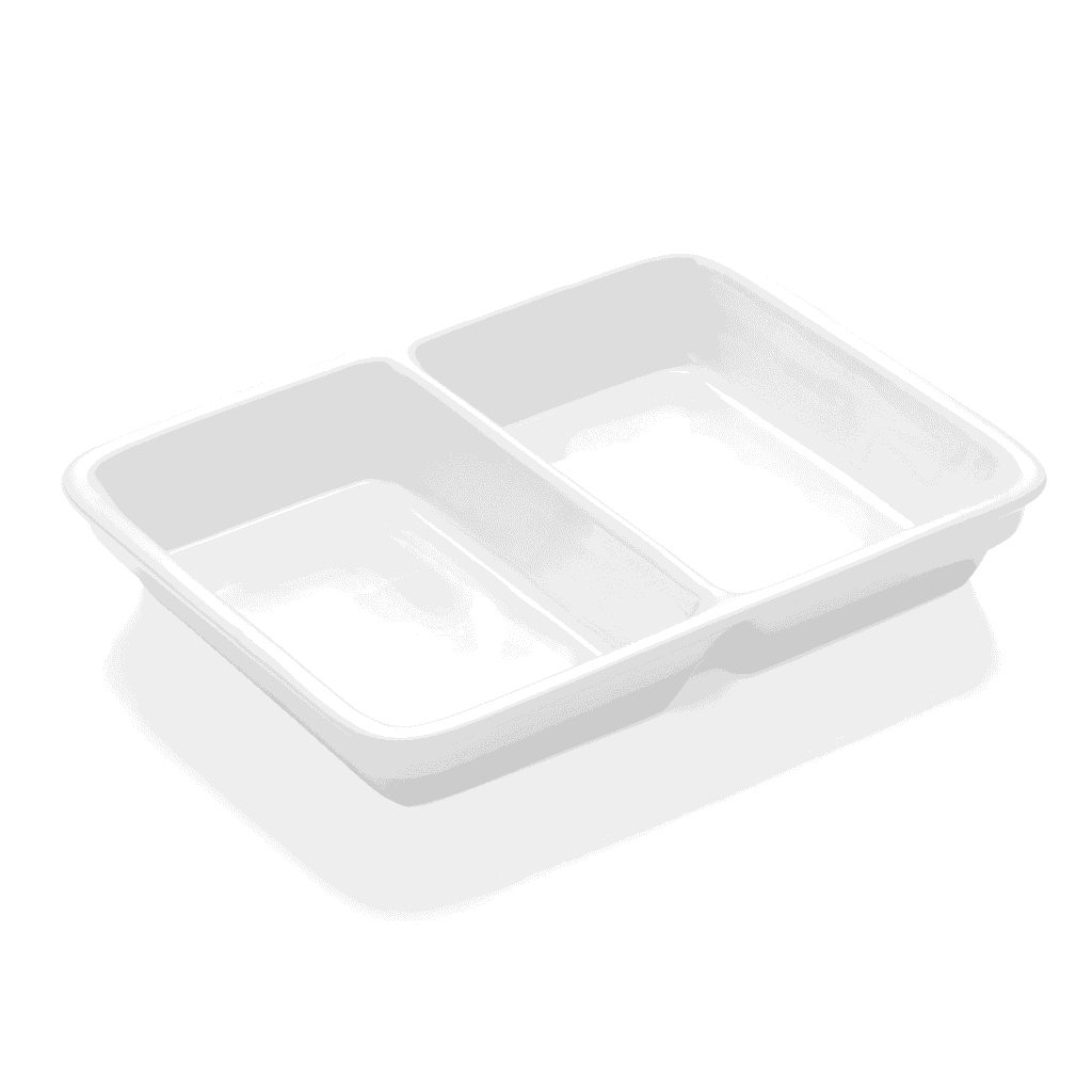 3 stk – Tallerken 2 rums i Hvid Porcelæn – B23,5 x D17,5 x H3,7 cm