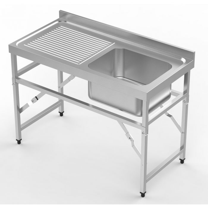 Vaskebord uden underhylde – foldebar – B1200 x D600 x H850 mm – Vask til højre