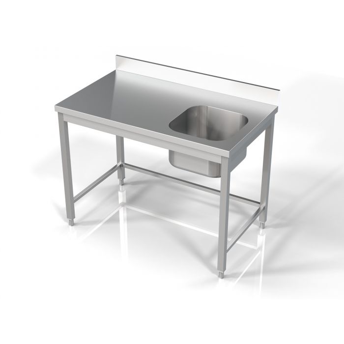 Vaskebord uden underhylde – B1200 x D700 x H850 mm – vask til højre