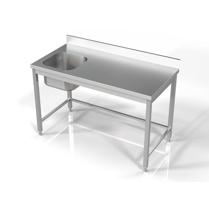 Vaskebord uden underhylde – B1400 x D700 x H850 mm – vask til venstre