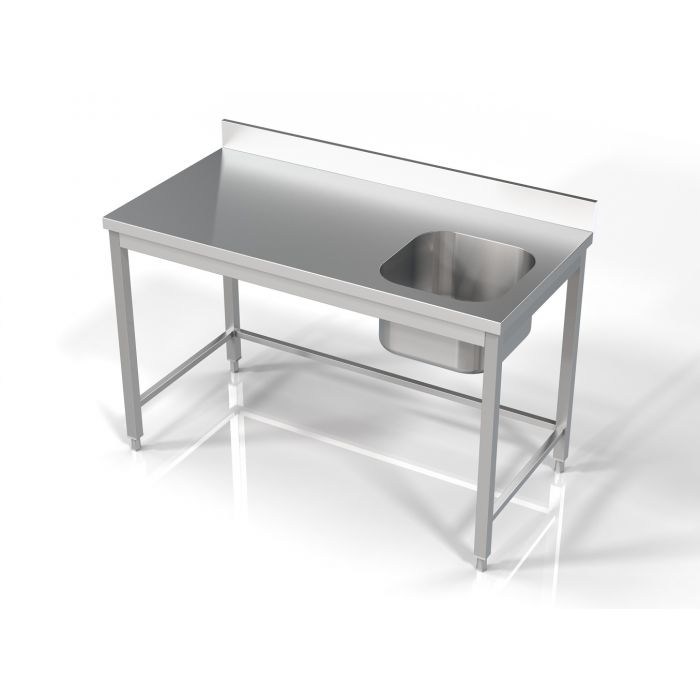 Vaskebord uden underhylde – B1400 x D700 x H850 mm – vask til højre