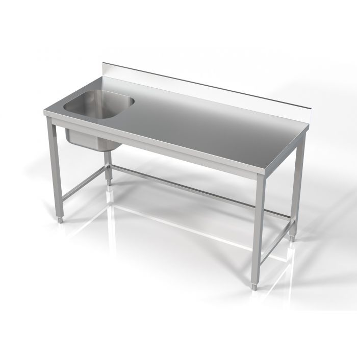 Vaskebord uden underhylde – B1600 x D700 x H850 mm – Vask til venstre