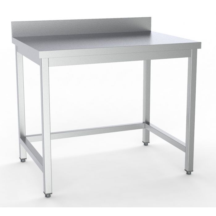 Arbejdsbord rustfrit stål med bagkant uden underhylde – B1200 x D600 x H850 mm
