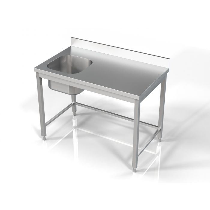 Vaskebord uden underhylde – B1200 x D700 x H850 mm – vask til venstre