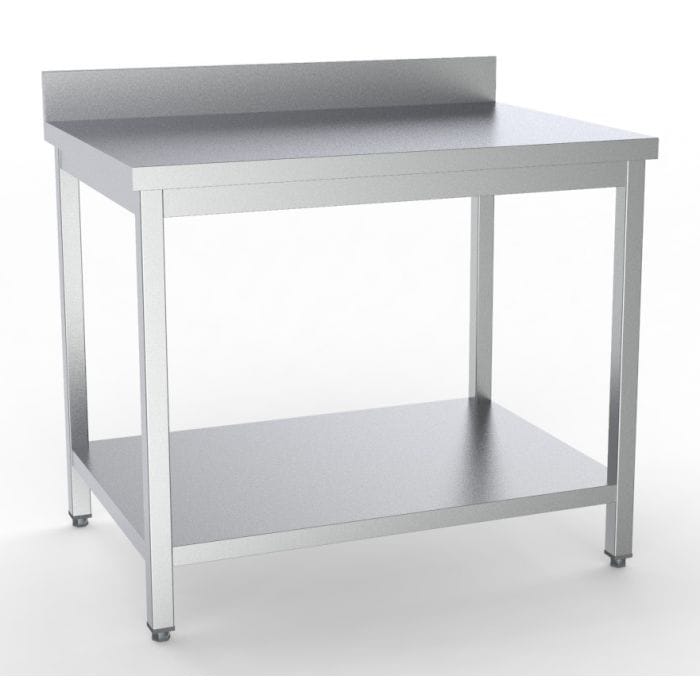 Arbejdsbord rustfrit stål med bagkant – B1000 x D700 x H850 mm