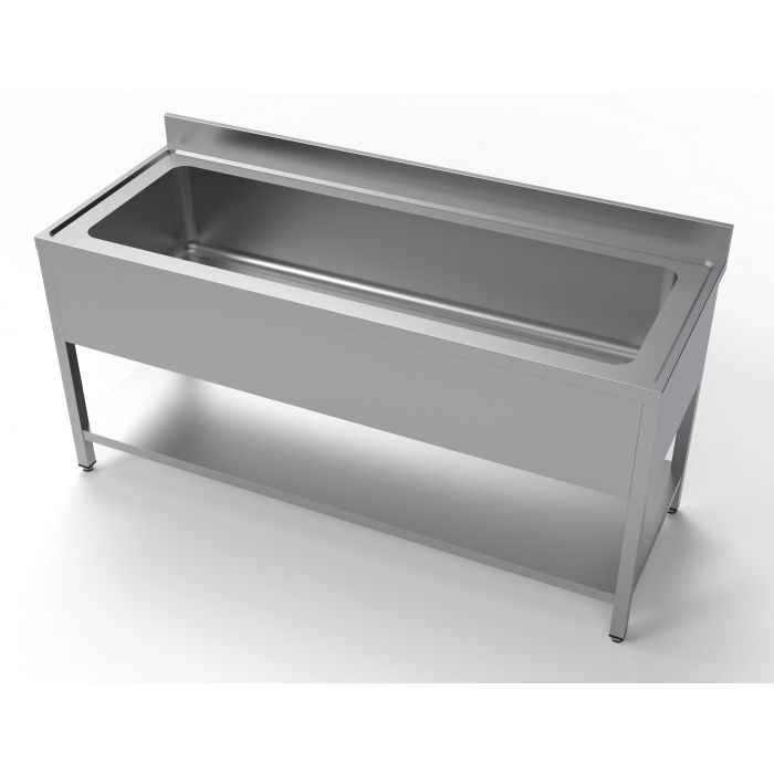 Vaskebord rustfrit stål med underhylde stor vask – B1800 x D700 x H850 mm